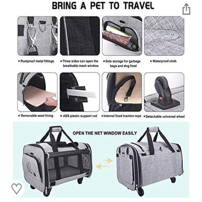 Airline Approved Pet Carrier with Rollers