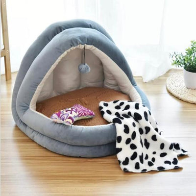 Pet House Cave Bed with Fur Ball Scratch